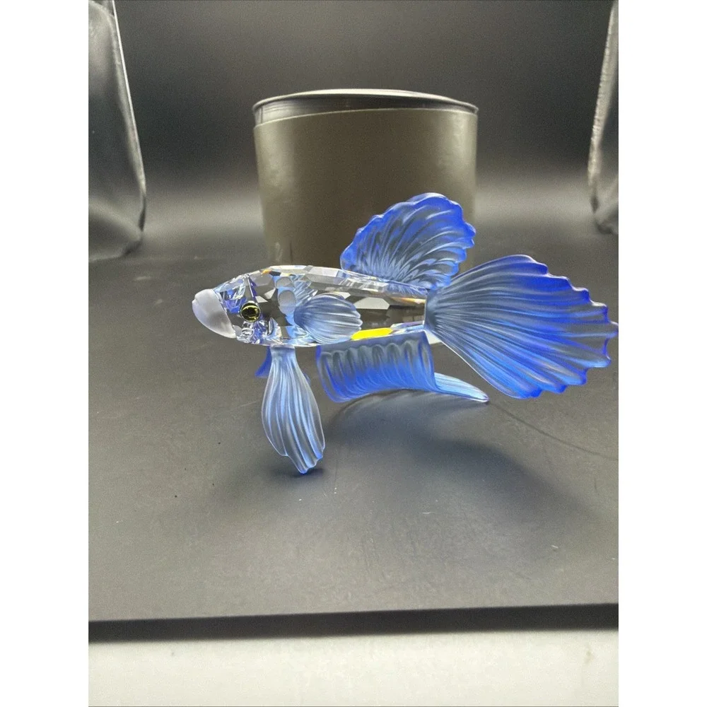 Swarovski crystal figurine Siamese Fighting Fish Blue with box And Coa